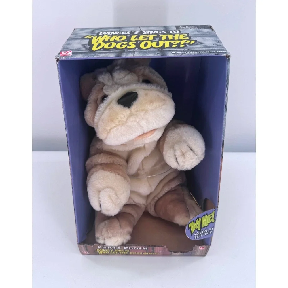 Gemmy Party Pooch Animated Plush Toy Kids Tan Who Let The Dogs Out 2001 Vintage